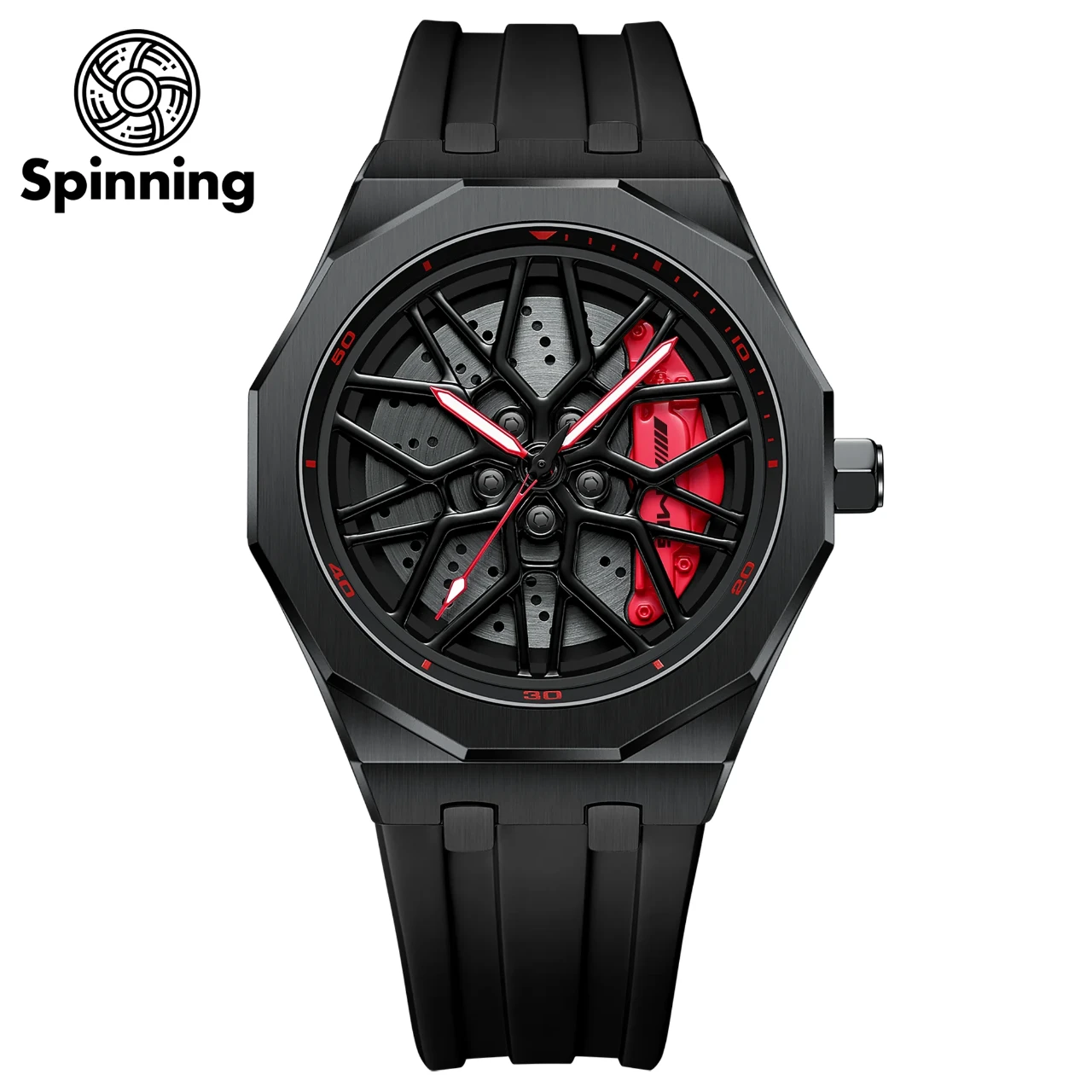 HMNWatch Petronas G55 Spinning Black Strap Mercedes Benz G55 rim watches AMG wheel watches AMG car rim watches