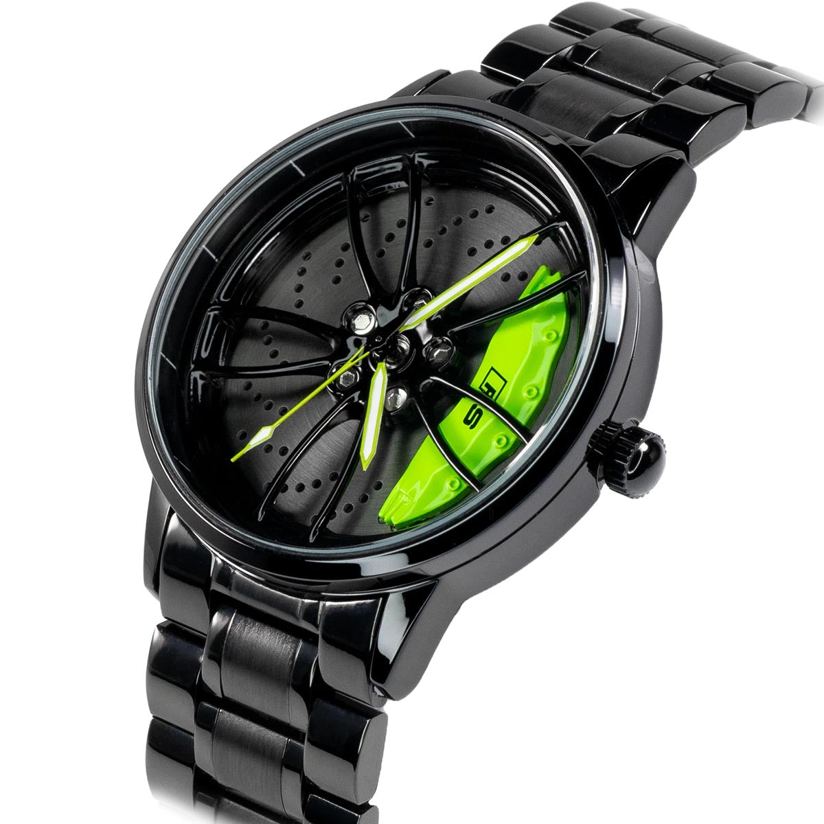 HMNWatch Bavaria RS6 - Premium Men's Racing Watch Inspired by Audi RS6 | Stainless Steel Spinning Car Wheel Design | High-Quality Craftsmanship Racing Watches for Men