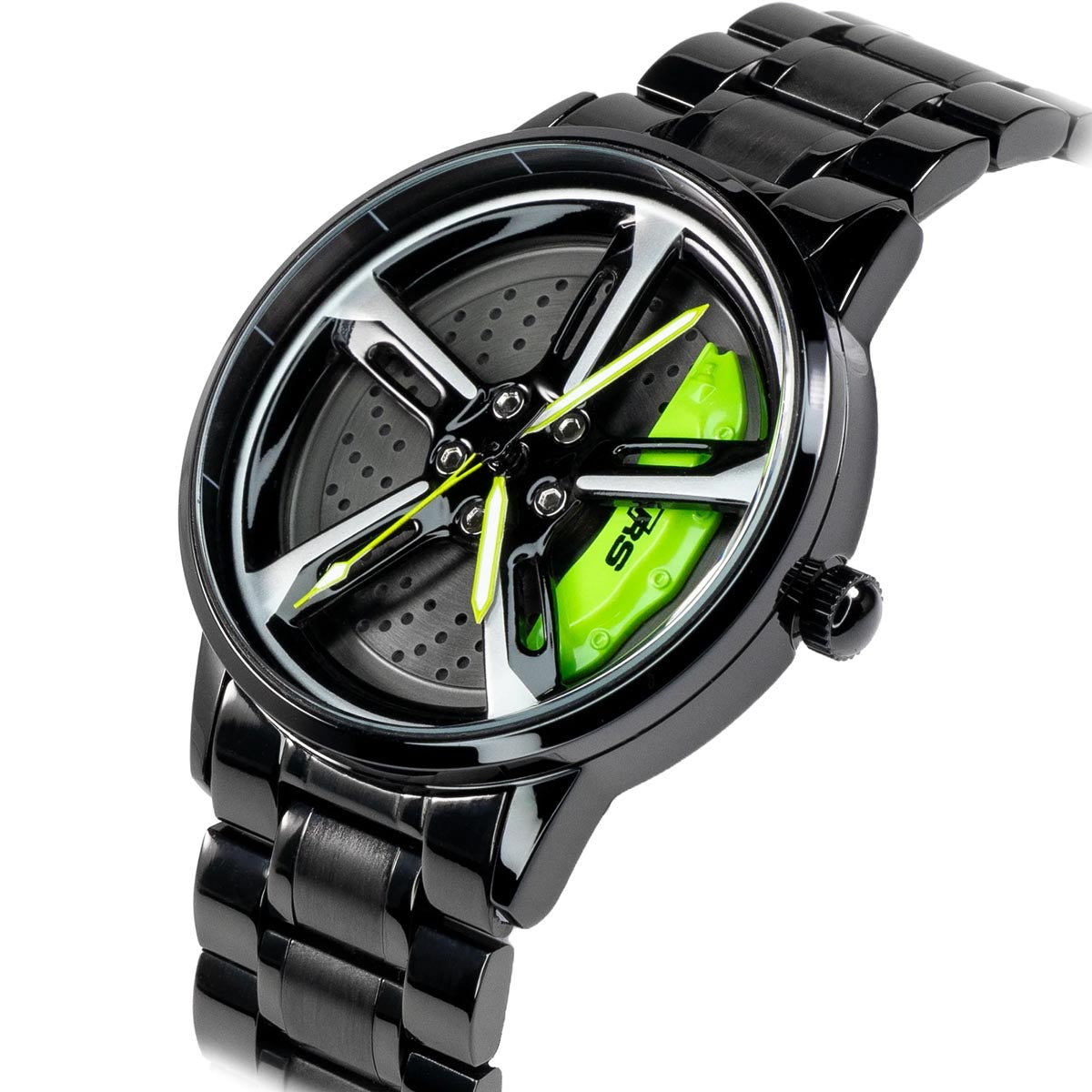 HMNWatch Bavaria RS7 - Premium Men's Racing Watch Inspired by Audi RS6 | Stainless Steel Spinning Car Wheel Design | High-Quality Craftsmanship Racing Watches for Men