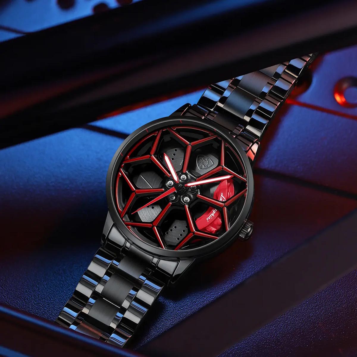 HMNWatch lamborghini urus rim watch racing watch spinning car rim watches