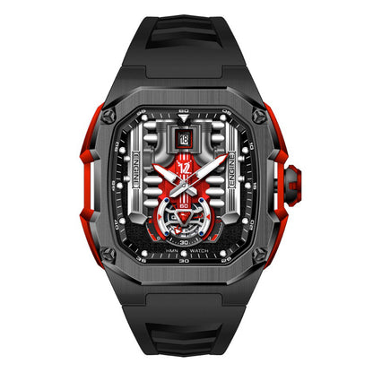 HMN V12 Phantom Watch - V12 Engine Skeleton Watch Red
