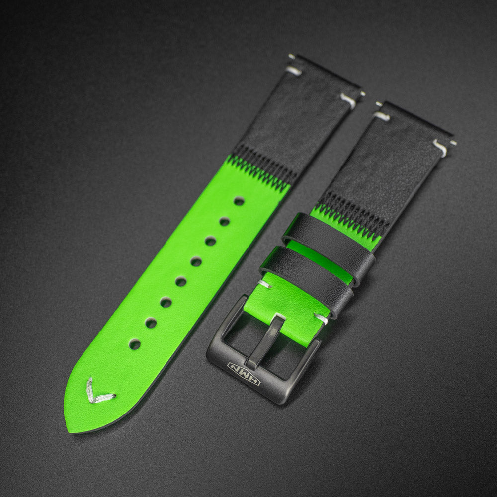 HMNWatch Green and Black Leather Band