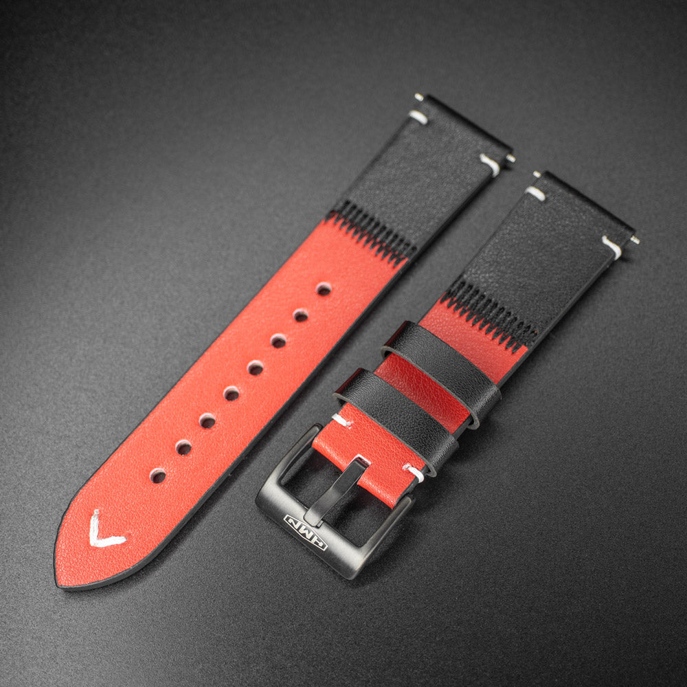 HMNWatch Red and Black Leather Band