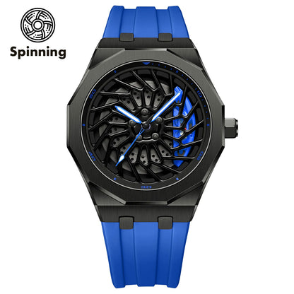 HMNWatch HMN Bimmer i8 - Premium Men's Racing Watch Inspired by BMW i8 | Spinning Wheel Design and Comfortable Silicone Strap | High-Quality Car Wheel Watch for Racing Enthusiasts