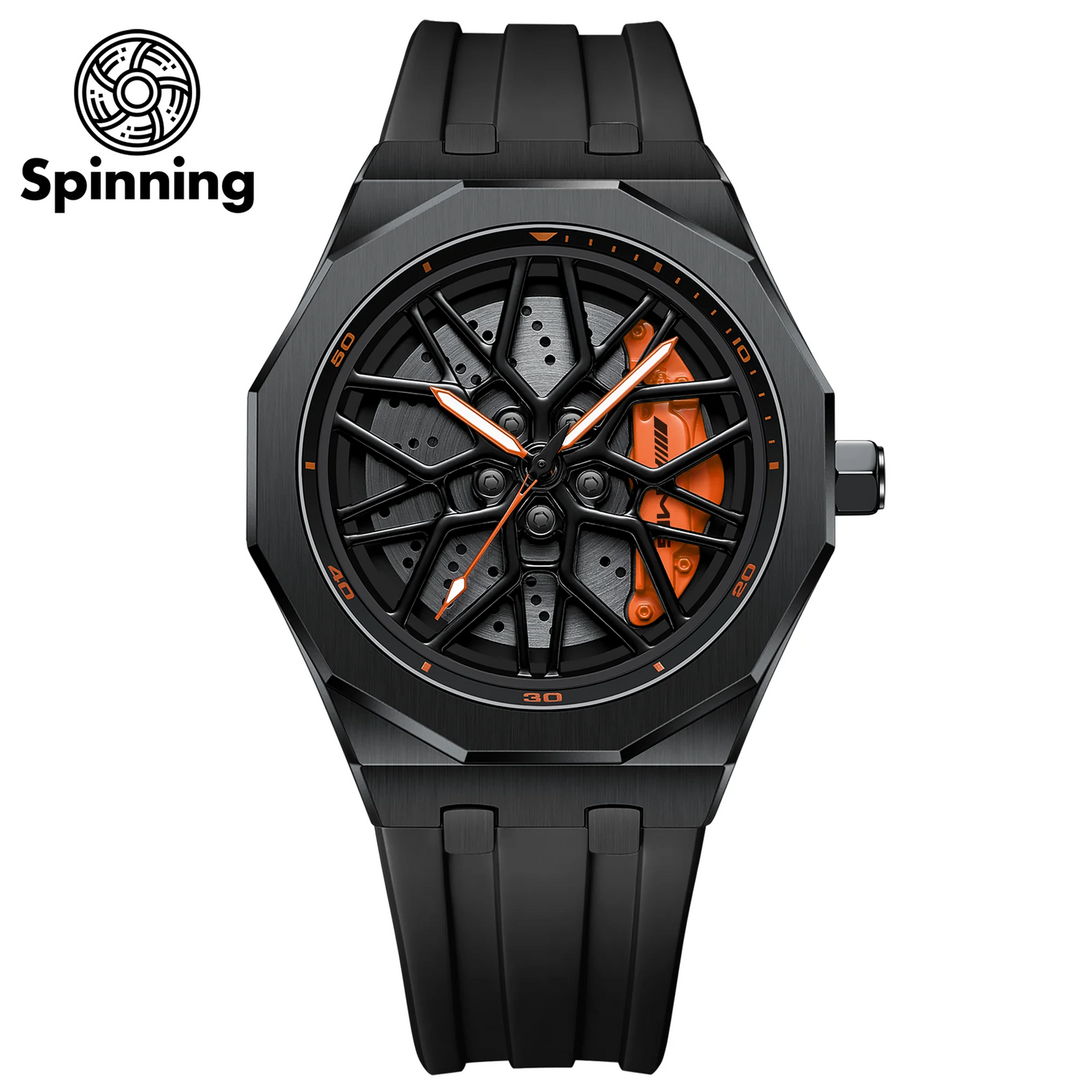 HMNWatch Petronas G55 Spinning Black Strap Mercedes Benz G55 rim watches AMG wheel watches AMG car rim watches
