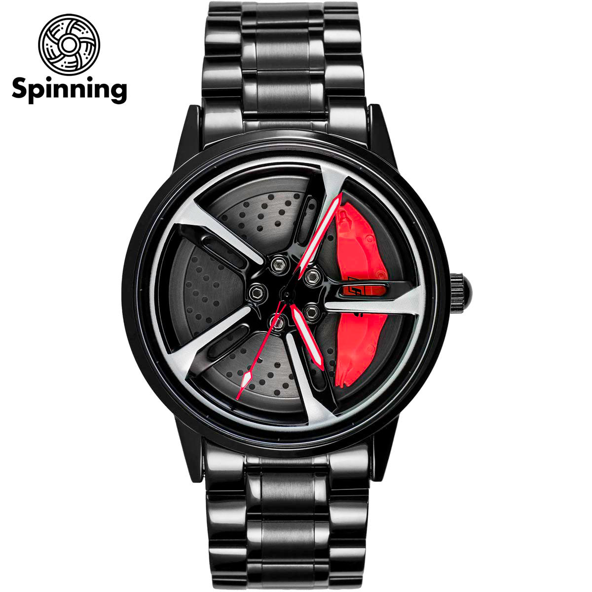 HMNWatch Bavaria RS7 - Premium Men's Racing Watch Inspired by Audi RS6 | Stainless Steel Spinning Car Wheel Design | High-Quality Craftsmanship Racing Watches for Men