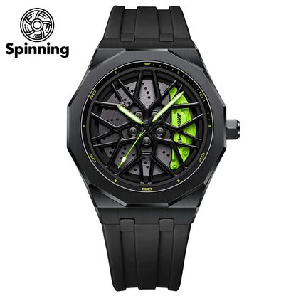 HMNWatch Petronas G55 Spinning Black silicone Strap Mercedes Benz G55 rim watches AMG wheel watches AMG car rim watches