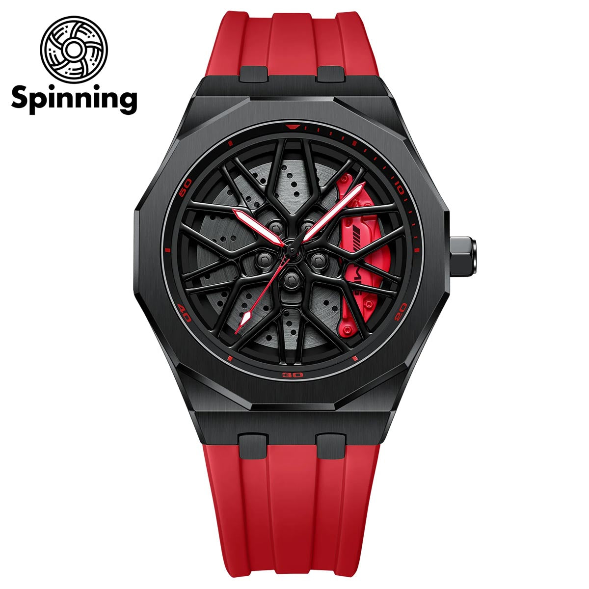 HMNWatch Petronas G55 Spinning Black Strap Mercedes Benz G55 rim watches AMG wheel watches AMG car rim watches