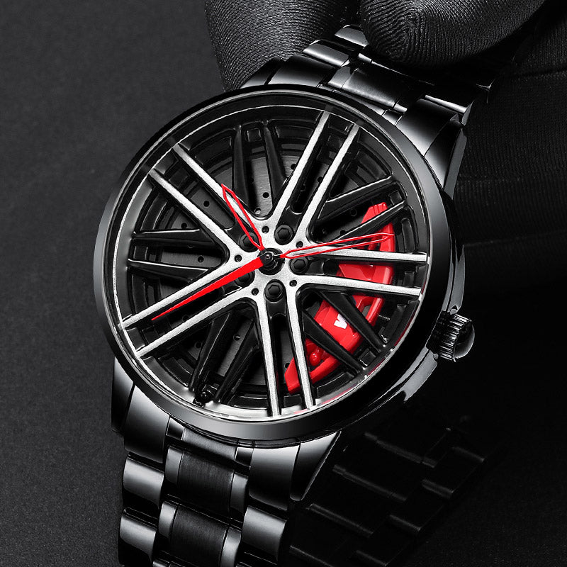 HMNWatch HMN Bimmer M750 - Premium Men's Racing Watch Inspired by BMW M750 | Spinning Wheel Design and stainless steel Strap | High-Quality Car Wheel Watch for Racing Enthusiasts