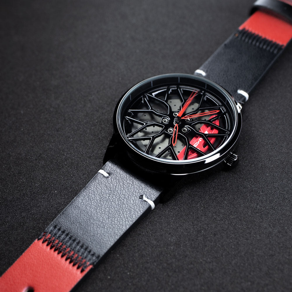 HMNWatch Red and Black Leather Band